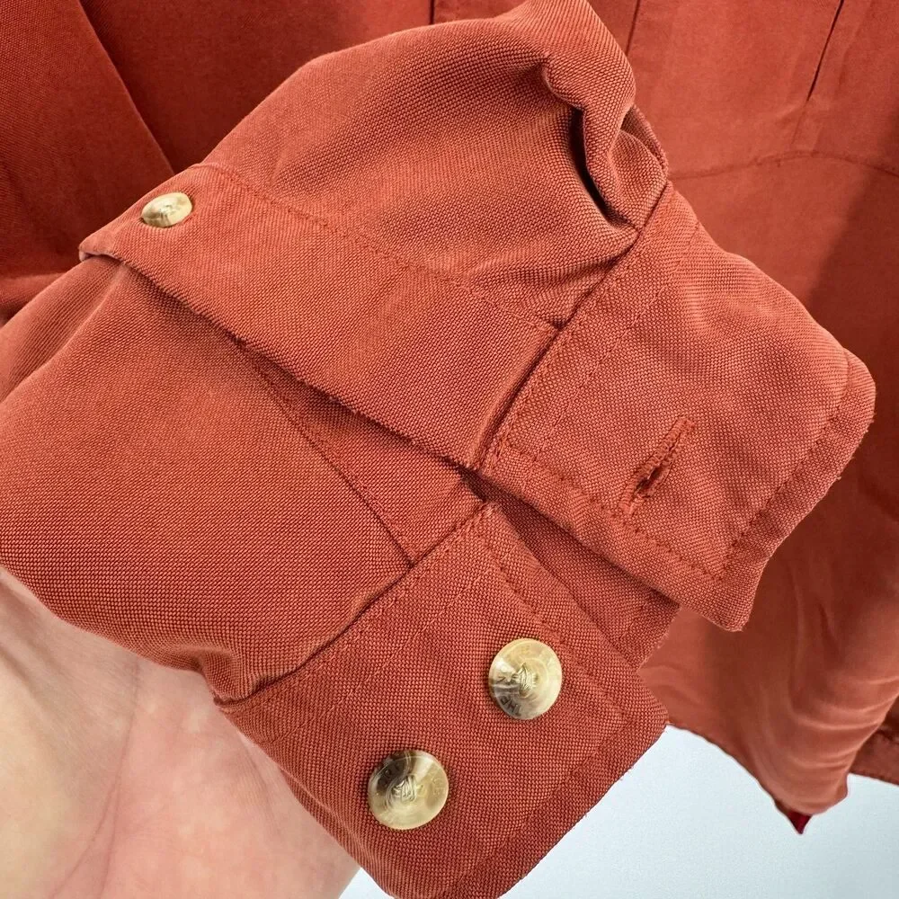 THE NORTH FACE Orange Red Long Sleeve Oversized Y2K Button Down Shirt Size XL